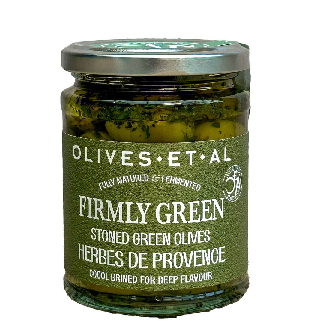 Firmly Green Pitted Olives With Herbes De Provence