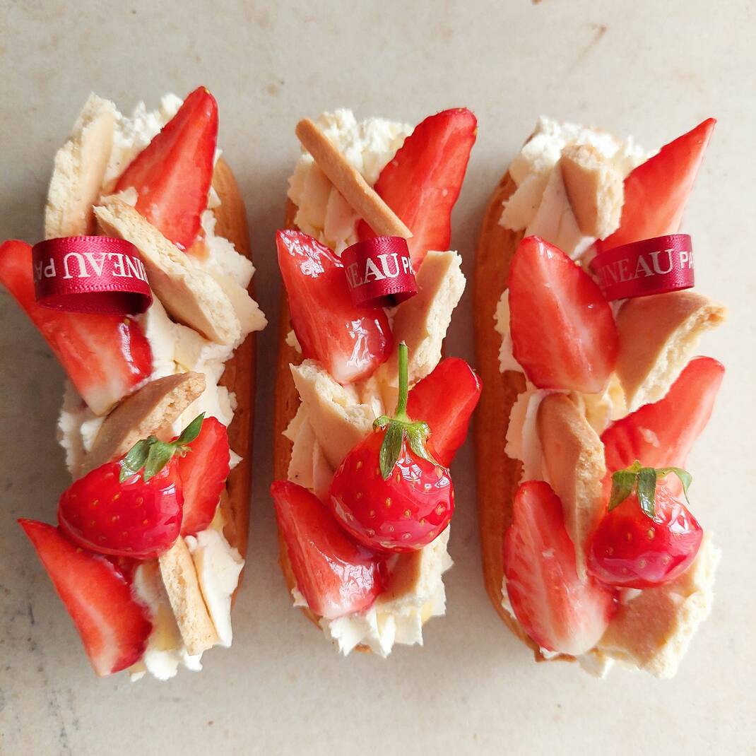 4 Strawberry & Vanilla Eclairs (usually £3.70 each)